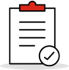 Illustration of a document on a clipboard with a checkmark